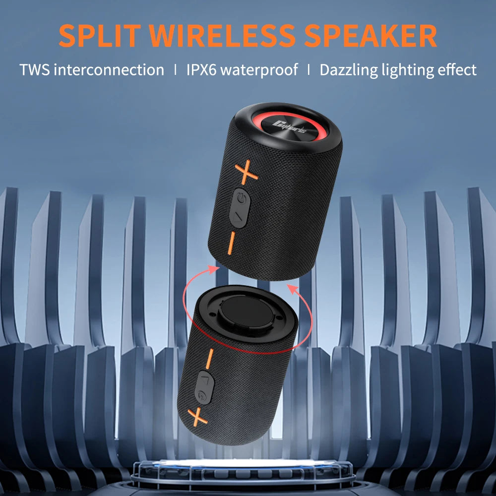2in1 S10 Split Wireless Bluetooth Speaker 20W Powerful IPX6 HIFI Stereo Surround with RGB Light Aux TF Card for Outdoor Home