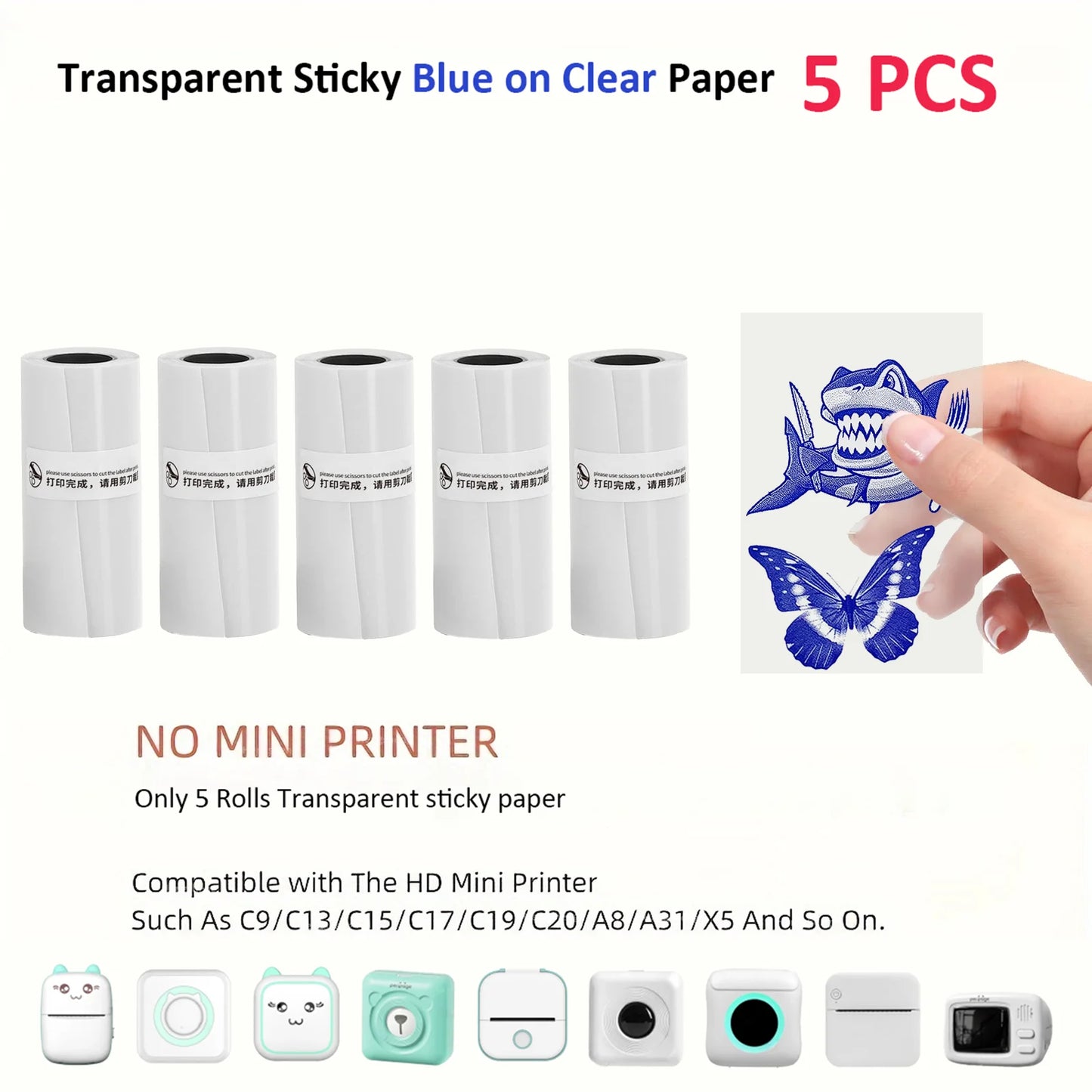 Mini Sticker Printer,Inkless Thermal Printer, Pocket Bluetooth Printer for Halloween Christmas Gift for Photo,Memo Impressora