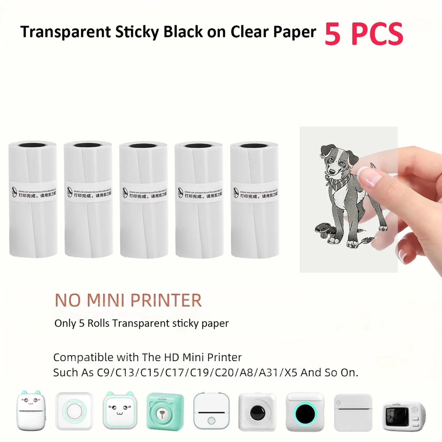 Mini Sticker Printer,Inkless Thermal Printer, Pocket Bluetooth Printer for Halloween Christmas Gift for Photo,Memo Impressora